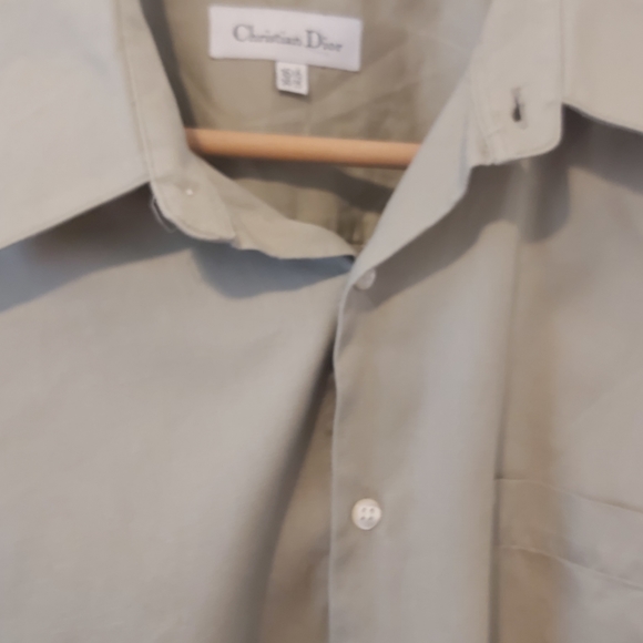 CHRISTIAN DIOR | Men's Button Down Dress Shirt Tan Size 16 1/2 34/35 - Picture 3 of 8